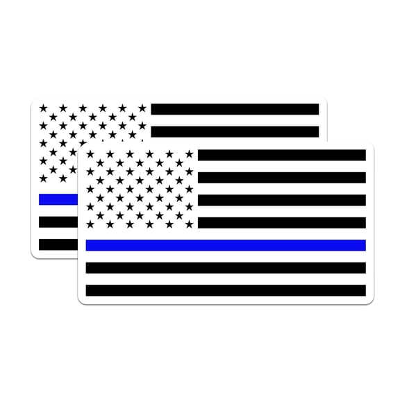 (2 Pack) Thin Blue Line Magnets - American Flag Police Support - Law Enforcement Honor Display - 5 Inches On Longest Side - Thick Durable Magnet - Made in USA - MAG21277