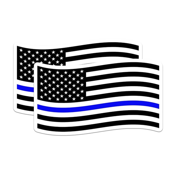(2 Pack) Thin Blue Line Magnets - Police Support Flag - Law Enforcement Officer Support - First Responder Emblem - 5 Inches On Longest Side - Thick Durable Magnet - Made in USA - MAG20526