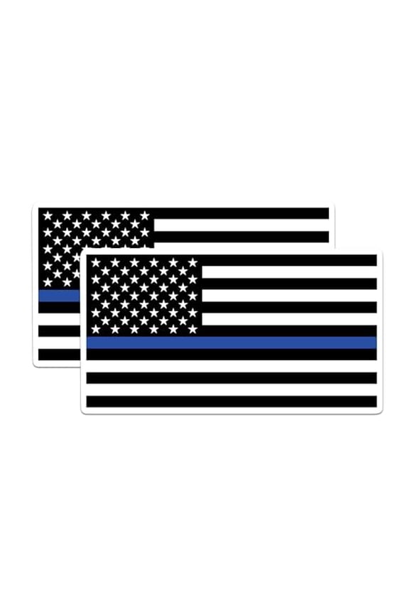 (2 Pack) Thin Blue Line Sticker - Police Officer Support - Law Enforcement - 5 Inches On Longest Side - Premium Vinyl - for Cars, Trucks, Skateboards, Laptops - Made in USA - BMCS0702