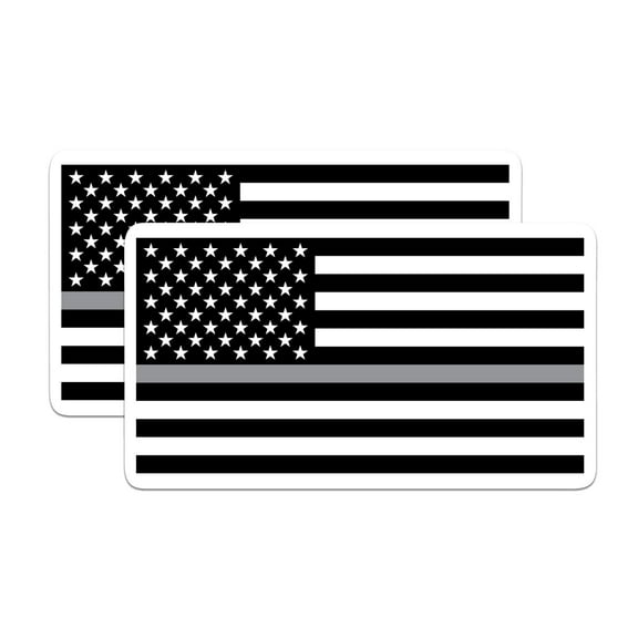 (2 Pack) Thin Grey Line American Flag Stickers - Corrections Officers - Corrections Flag 5 Inches On Longest Side - Premium Vinyl - for Cars, Trucks, Skateboards, Laptops - Made in USA - BMCS0690
