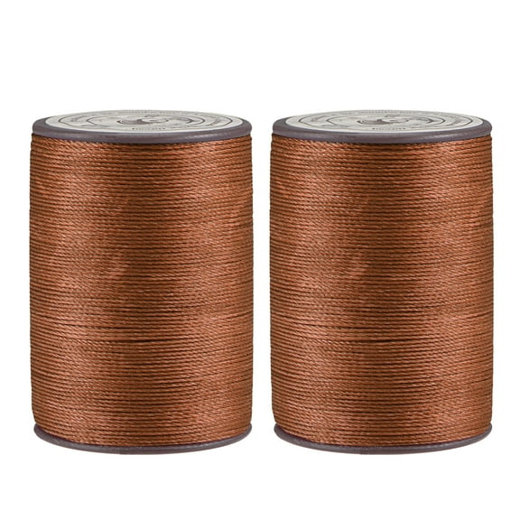 2 Pack Thin Waxed Thread 137 Yards 0.55mm Polyester String Cord for Machine Sewing Hand Quilting Weaving, Deep Brown