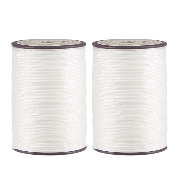 2 Pack Thin Waxed Thread 137 Yards 0.55mm Polyester String Cord for Machine Sewing Hand Quilting Weaving, Pearl