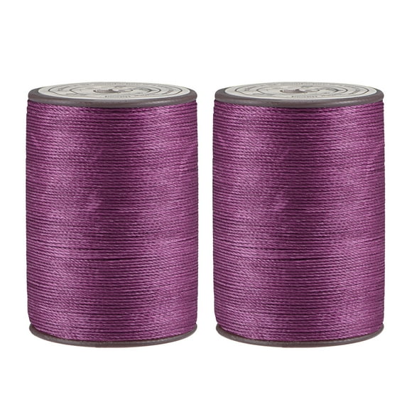 2 Pack Thin Waxed Thread 137 Yards 0.55mm Polyester String Cord for Machine Sewing Hand Quilting Weaving, Violet