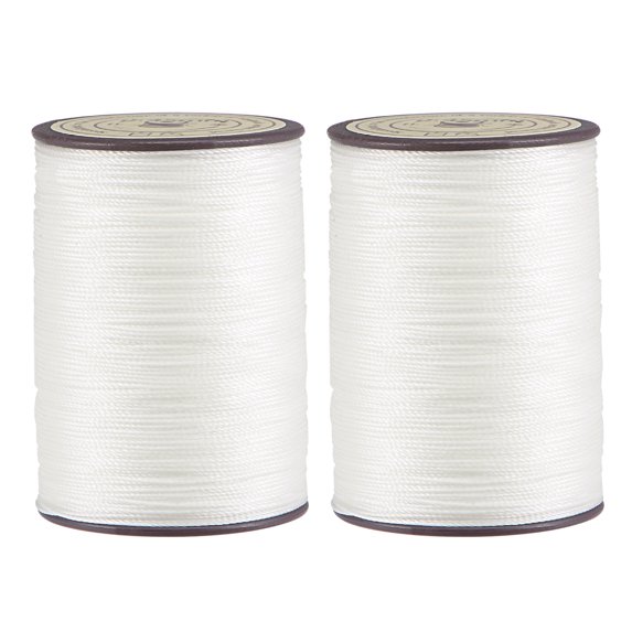 2 Pack Thin Waxed Thread 175 Yards 0.45mm Polyester String Cord for Machine Sewing Hand Quilting Weaving, Pearl