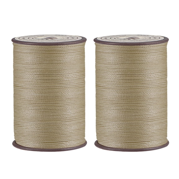 2 Pack Thin Waxed Thread 93 Yards 0.65mm Polyester String Cord for Machine Sewing Hand Quilting Weaving, Khaki