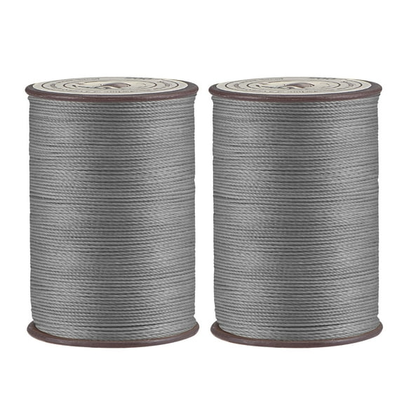 2 Pack Thin Waxed Thread 93 Yards 0.65mm Polyester String Cord for Machine Sewing Hand Quilting Weaving, Light Grey