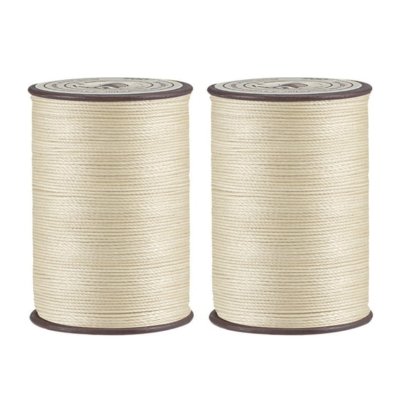 2 Pack Thin Waxed Thread 93 Yards 0.65mm Polyester String Cord for Machine Sewing Hand Quilting Weaving, Linen