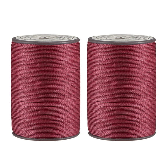 2 Pack Thin Waxed Thread 93 Yards 0.65mm Polyester String Cord for Machine Sewing Hand Quilting Weaving, Maroon