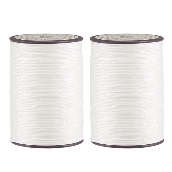 2 Pack Thin Waxed Thread 93 Yards 0.65mm Polyester String Cord for Machine Sewing Hand Quilting Weaving, Pearl