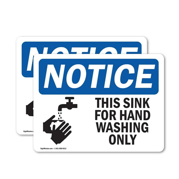 (2 Pack) This Sink For Hand Washing Only With Symbol OSHA Notice Sign