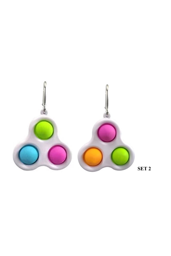 2 Pack Three Button Pop Sensory Keychain Toy (Orange/Green/Pink and Green/Pink/Blue)