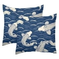 thumbnail image 1 of 2 Pack Throw Pillow Covers Blue Wave Fish Koi Pattern Decorative Pillow Cases Home Decor Square 18x18 Inches Pillowcases, 1 of 7