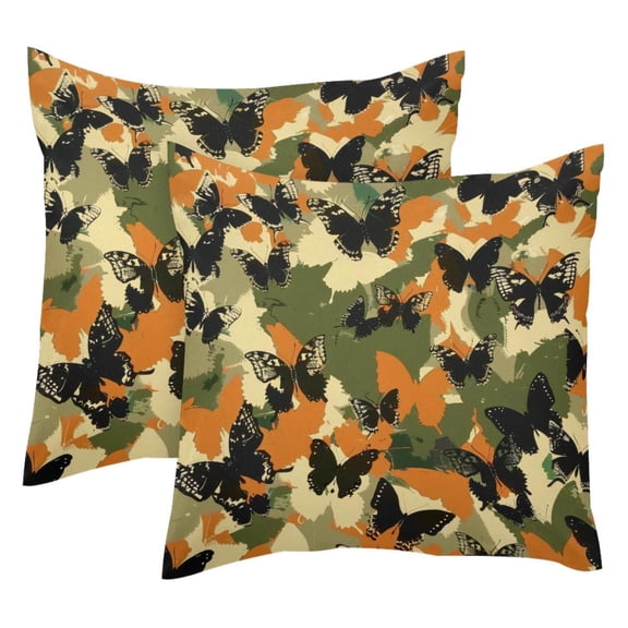 2 Pack Throw Pillow Covers Camouflage Butterfly Pattern Decorative Pillow Cases Home Decor Square 18x18 Inches Pillowcases