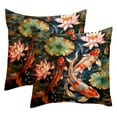 thumbnail image 1 of 2 Pack Throw Pillow Covers Koi Fish Lotus Painting Decorative Pillow Cases Home Decor Square 18x18 Inches Pillowcases, 1 of 7