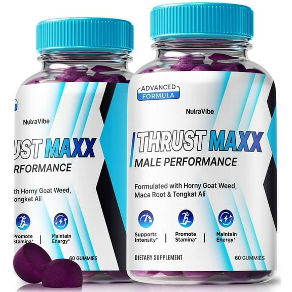 (2 Pack) Thrust Maxx Gummies  Official ThrustMaxx ME All-Natural Gummy for Physical Health & Well-Being, Gomitas for Energy, Vitality & Wellness Support, Thrust Max 2000 250 Reviews (120 Gummies)
