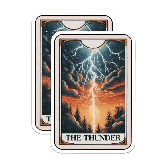 (2 Pack) Thunder Lightning Stickers - Stormy Nature Decal - Dramatic Weather Tarot Card Art - Electrifying Energy Symbol - 5" On Longest Side - Sticks to Smooth Flat Surfaces - Made in USA - BMCS21718