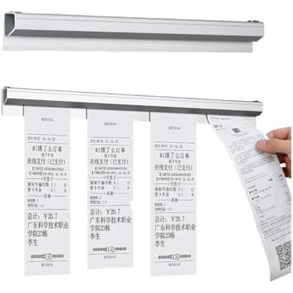 2 Pack Ticket Holders Receipt Holder for Restaurant, No Drill Check Rack Order Receipt Rail Display Slide for Commercial Kitchen Cafes Pubs Bars (12 Inch)