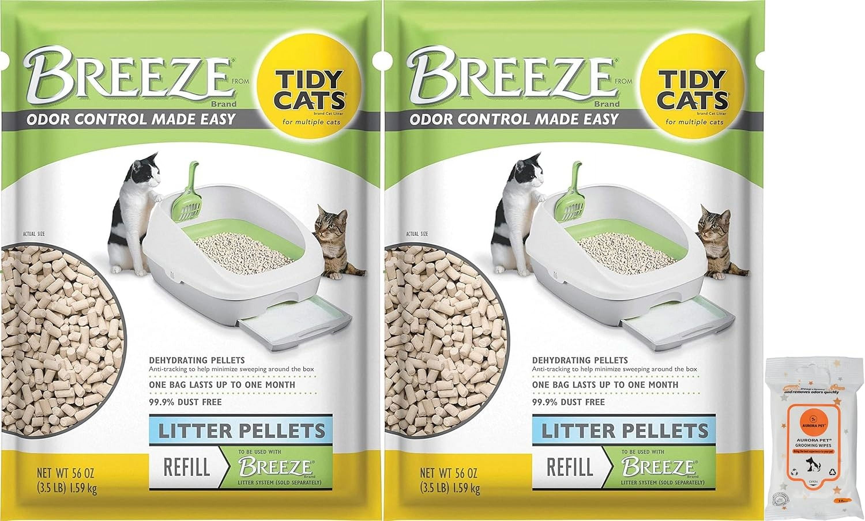 (2 Pack) Tidy Cat Breeze Pellets, 3.5 lbs with  Wipes
