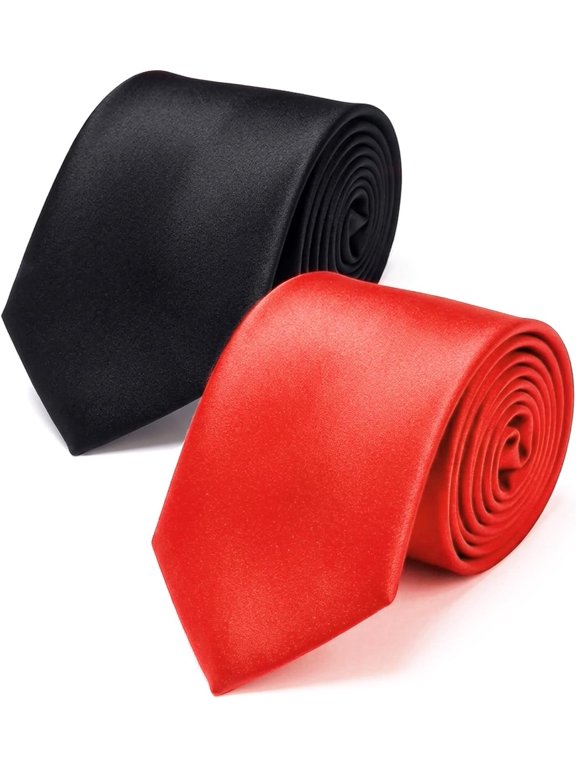 2 Pack Ties for Men Solid Color Self-Tie Formal Neckties