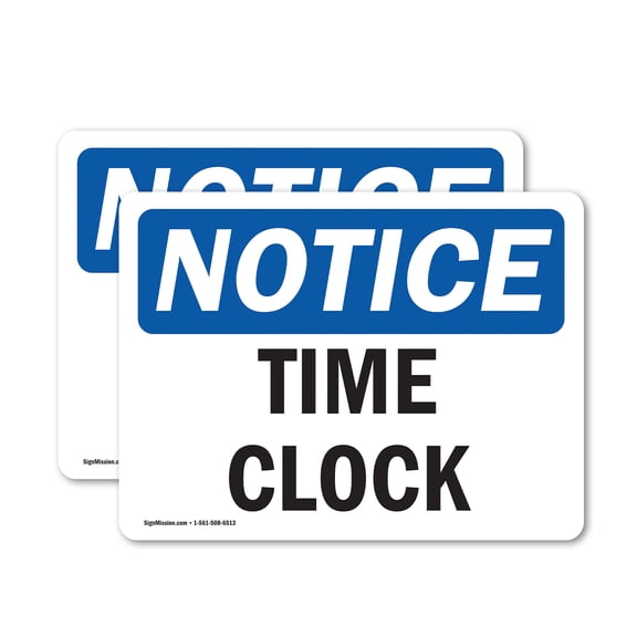 (2 Pack) Time Clock OSHA Notice Sign 24 Inch X 18 Inch Vinyl Label Decal Sticker Weather Resistant, UV Protected for Workplace, Business, and Construction Site, Made in the USA
