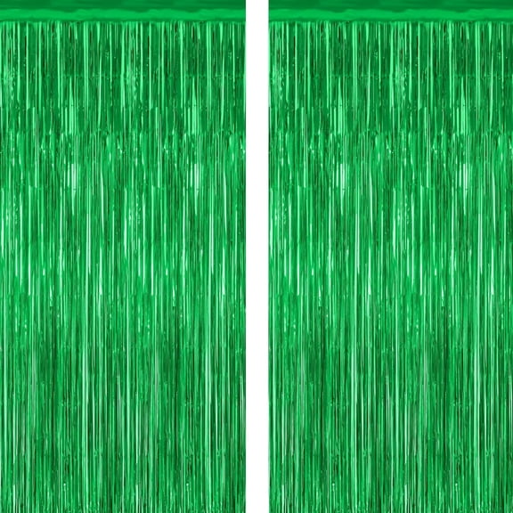 2 Pack Tinsel Backdrop, 3.28 FTx7.05 FT Green St Patricks Day Party Decorations, Metallic Backdrop Curtains Tinsel Curtains Streamer Backdrop