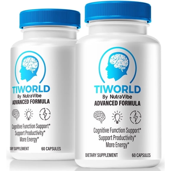 (2 Pack) Tiworld Memory Boost Pills Premium Ti-World Tablets for Memory, Focus, and Cognitive Support, Vitamins for Mental Clarity, Reviews (120 Capsules)
