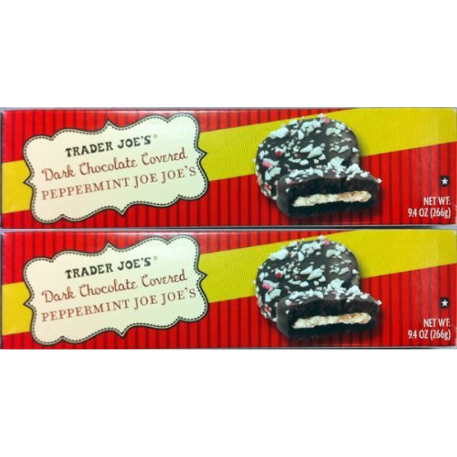 2 Pack Tj Dark Chocolate Covered Peppermint Joe Joes Cookies