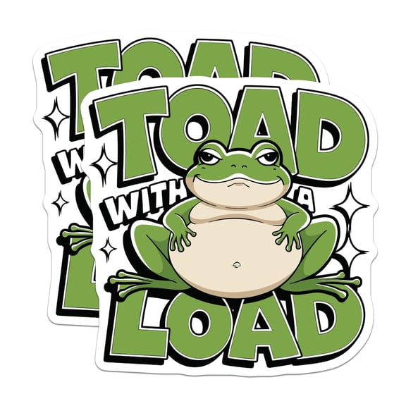 (2 Pack) Toad with a Load Stickers - Funny Toad Art - Meme Toad Sticker- 5" On Longest Side - Sticks to Smooth Flat Surfaces - Made in USA - BMCS16561