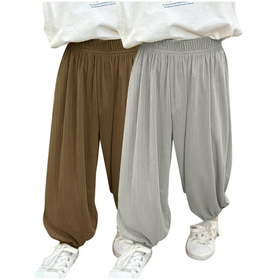 XUNKUSGA 2 Pack Toddler Baby Boy Girl Breathable Quick-Dry Pants Solid Color Shorts Elastic Waist Legging Casual Short Trousers Spring Summer Short Pants 2-11 Years