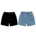 thumbnail image 1 of 2 Pack Toddler Baby Boys Shorts Denim Elastic Waistband Jeans Shorts Cute Design Summer Pants with Pockets, 1 of 5