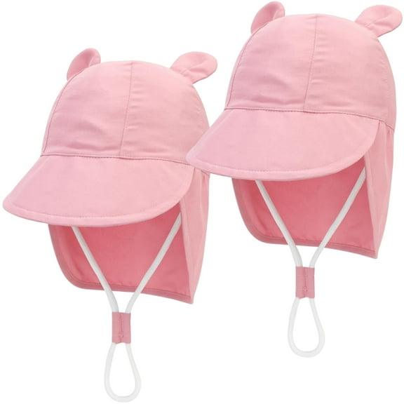 2 Pack Toddler Baby Sun Hat Kids UPF 50  Adjustable Summer Beach Hats with Neck Flap for Boys Girls Age 6-12 Months/2-4 Years