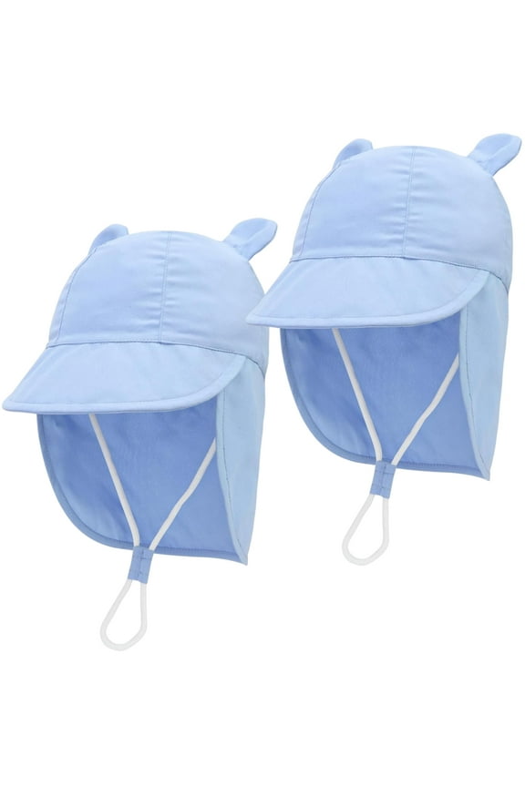 2 Pack Toddler Baby Sun Hat Kids UPF 50+ Adjustable Summer Beach Hats with Neck Flap for Boys Girls Age 6-12 Months/2-4 Years