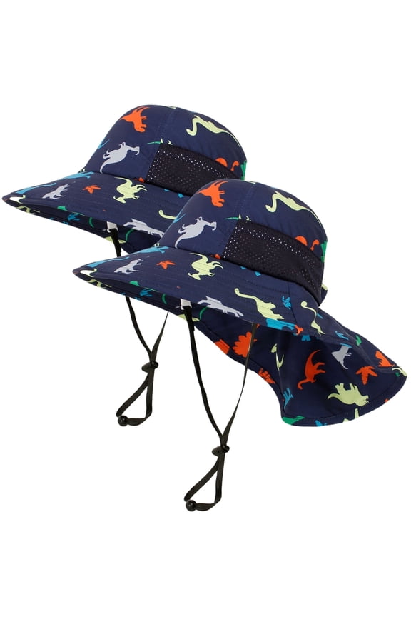 2 Pack Toddler Baby Sun Hat Kids UPF 50+ UV Protection Summer Hats for Boys Girls Adjustable Beach Hats with Bucket Wide Brim Age 1-6 Years