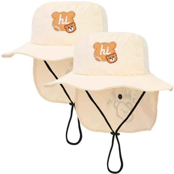 2 Pack Toddler Baby Sun Hat UPF 50+ Adjustable Wide Brim Kids Bucket Hats with Neck Flap, Outdoor Beach Hats for Boys Girls Age 2-5 Years