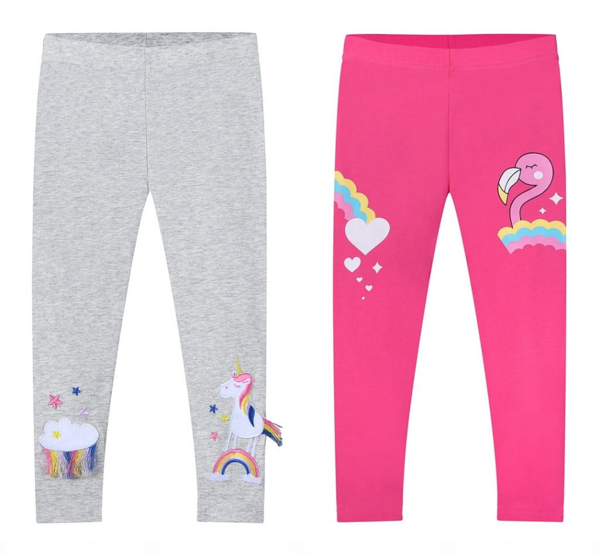 2 Pack Toddler Girls Casual Skinny Pants Candy Color Printed Stretch ...