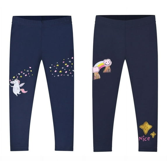 2 Pack Toddler Girls Casual Skinny Pants Candy Color Printed Stretch Tights Leggings 1-8T