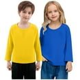 thumbnail image 1 of 2 Pack Toddler Soft Thick Crewneck Tee Tops Boys Girls Comfort Basic Long Sleeve T-Shirt, 1 of 6
