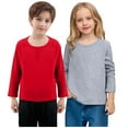 thumbnail image 1 of 2 Pack Toddler Soft Thick Crewneck Tee Tops Boys Girls Comfort Basic Long Sleeve T-Shirt, 1 of 6