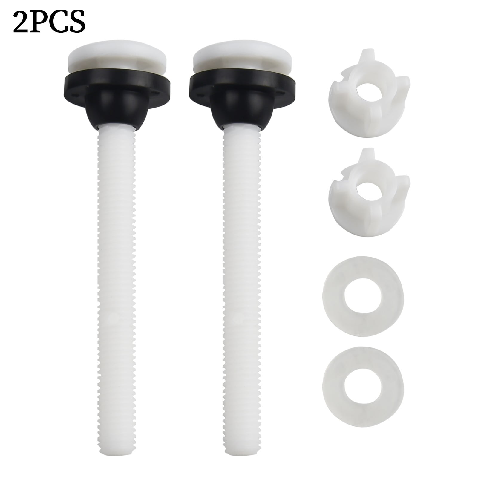 2 Pack Toilet Seat Hinge Bolts and Nuts with Washers Universal Plastic Toilet Repair Kit for Bathroom Fixture Replacement