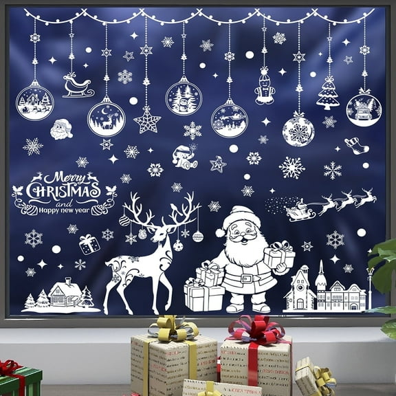 (2 Pack, 18 Sheet) Tomario 404 Christmas Window Clings Stickers, 2025 Reusable Christmas Decal Double-Side with Snow Flakes Pattern for Window Decoration