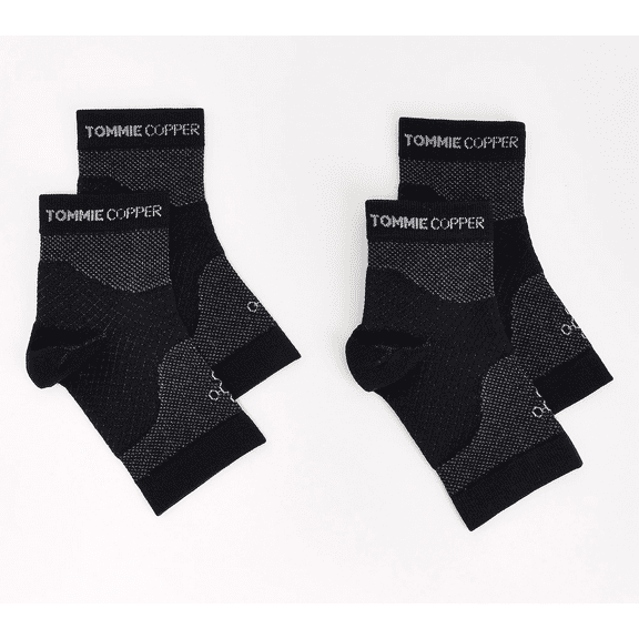 2 Pack Tommie Copper 2 Pack Heel and Arch Compression Sleeves - Black Large