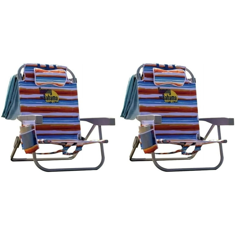2-Pack Tommy Bahama Beach Chair Lay Flat, Reclining, Adjustable, Storage,  NEW