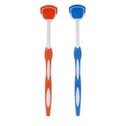 2 Pack Tongue Scraper, Tongue Cleaner Brush for Adults Tongue Scrubber for Better Breath (Blue&Orange)