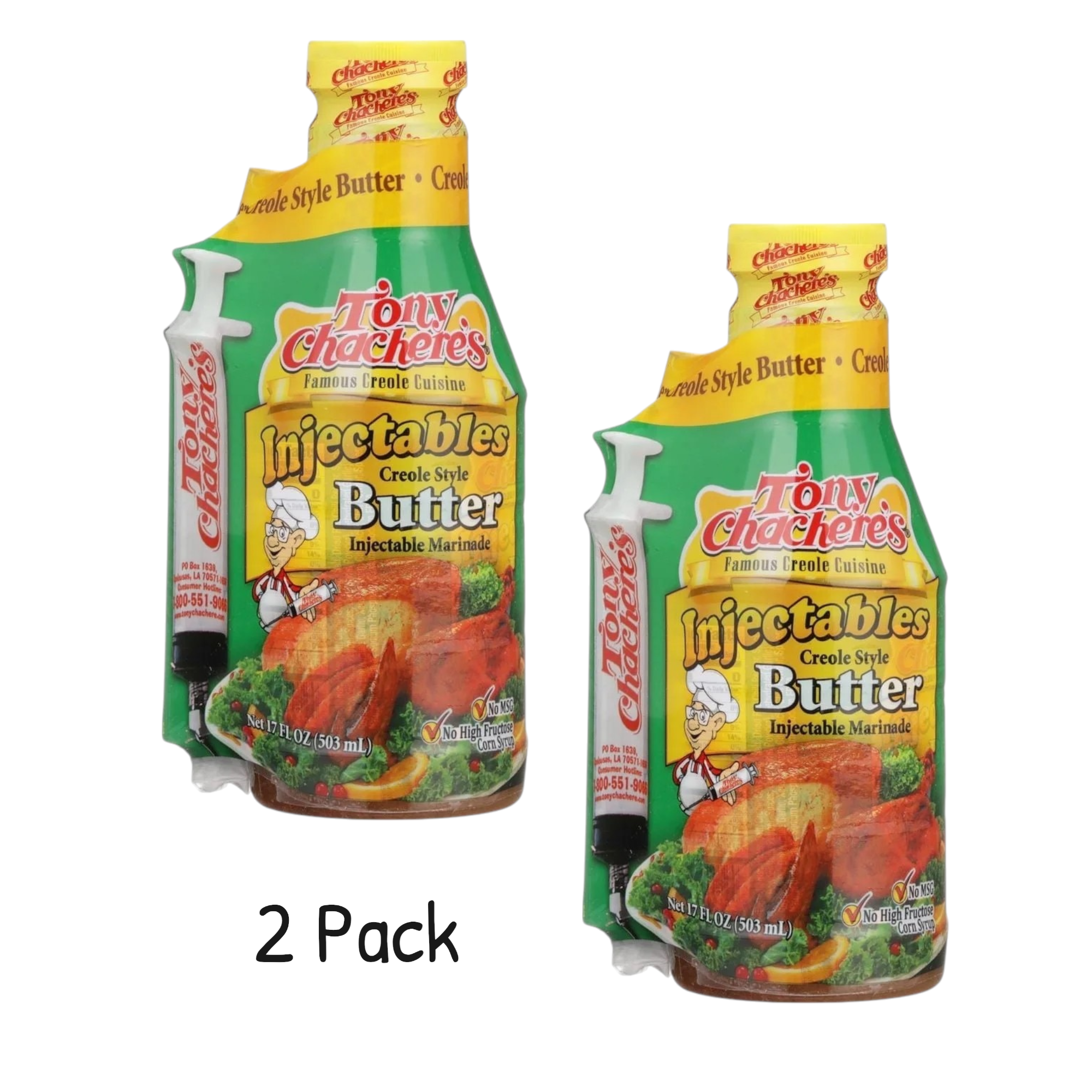 Tony Chachere's Cajun Butter Injectable Marinade, 2 Pack, 17 fl oz ...