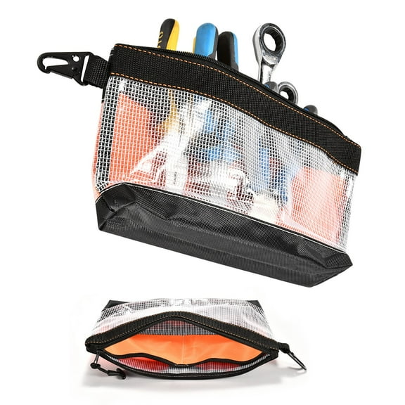 2 Pack Tool Bag Zipper Pouch, Premium Tool Pouch, Utility Multipurpose Storage Organizer Tool Pouches with Carabiner Metal Zipper for Tools