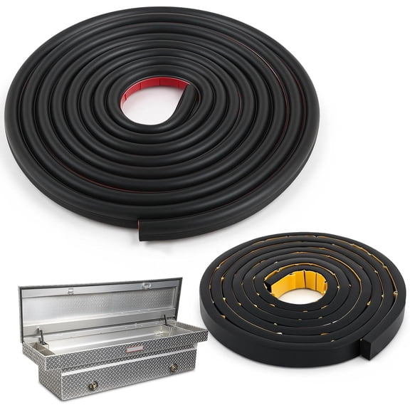 2 Pack Toolbox Weather Seal Gasket Self Adhesive Seal Strip 2.5 Meters Flat Rubber Tool Box Gasket 4.6 Meters Spherical Weatherstrip for Most Truck Toolboxes Accessories