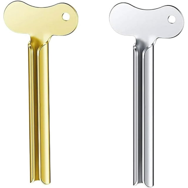2 Pack Toothpaste Squeezer Metal Tube Squeezer Key Stainless Steel Toothpaste Roller, Tube Wringer Makeup Tube Squeezer