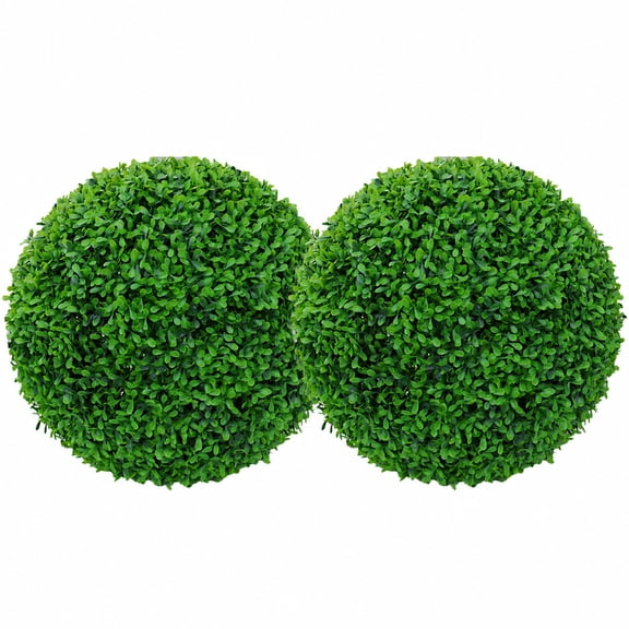 2 Pack Topiary Balls, 15 In (38 cm) Diameter, Realistic Peanut Leaves for Outdoor Artificial Greenery, Year-Round Decor, Simple Setup