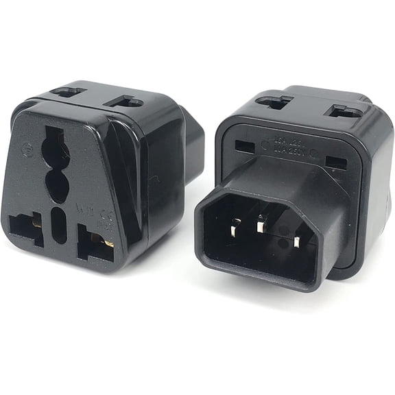 (2 Pack) Toptekits C14 to Nema 5-15R Power Adapter ,IEC C14 to Universal Female AU US UK EU (2in1) Adapter Power Plug/Socket(C14 to Universal)
