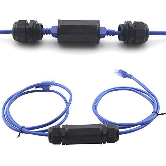 (2 Pack) Toptekits RJ45 Waterproof Connector IP67 Ethernet Network Cable Connector Double Head Outdoor LAN Coupler Adapter Female Cat5 6 7 8P8C
